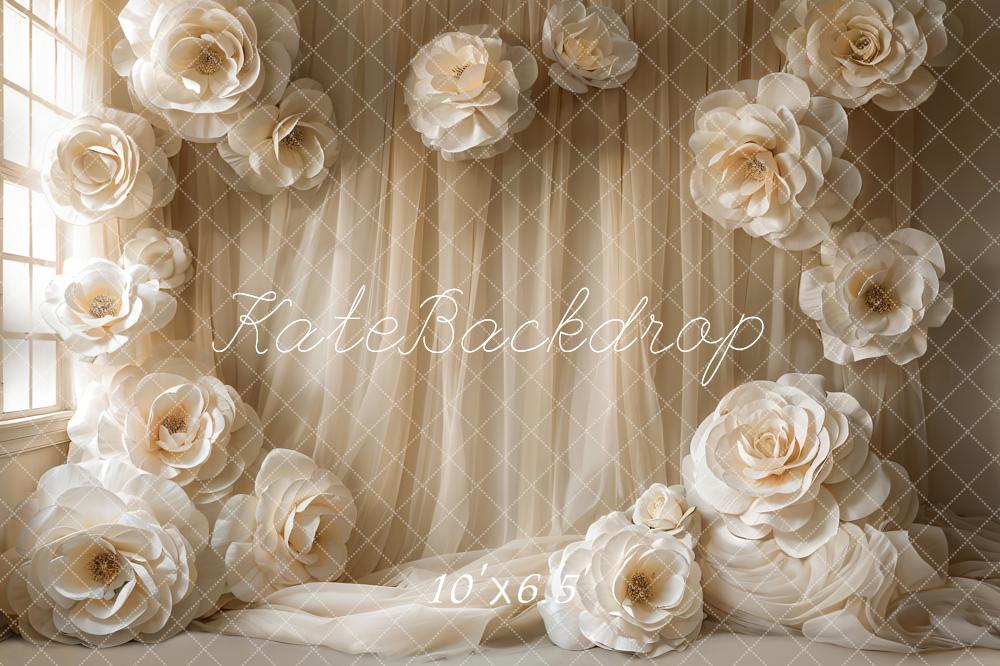 Kate Gauze Curtain Flowers Backdrop Designed by Emetselch