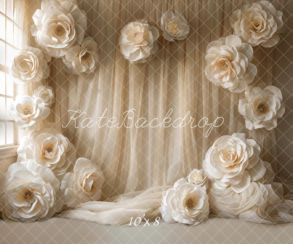 Kate Gauze Curtain Flowers Backdrop Designed by Emetselch