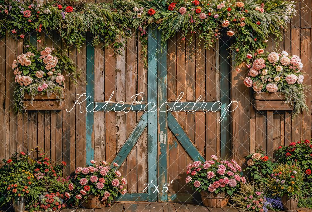 Kate Spring Retro Wooden Door Backdrop Designed by Emetselch - Kate Backdrop AU