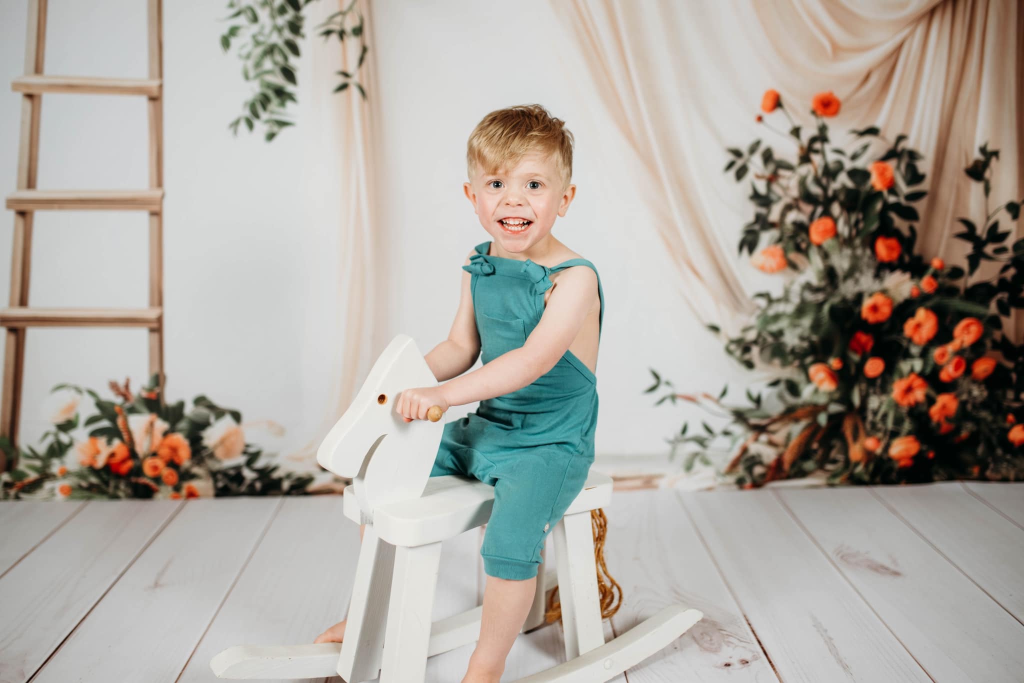 Kate Tapestry and Ladder with Flowers Backdrop Designed by Patty Robert - Kate Backdrop AU