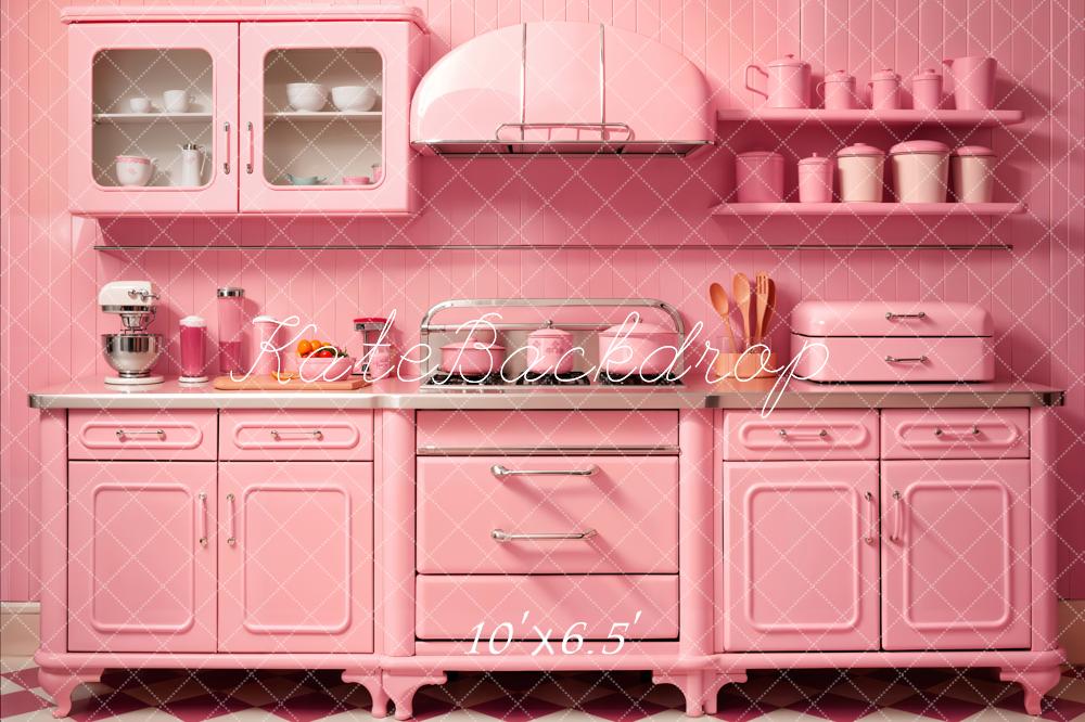 Kate Pink Kitchen Cake Smash Backdrop Designed by Chain Photography - Kate Backdrop AU