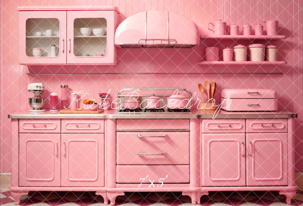 Kate Pink Kitchen Cake Smash Backdrop Designed by Chain Photography - Kate Backdrop AU
