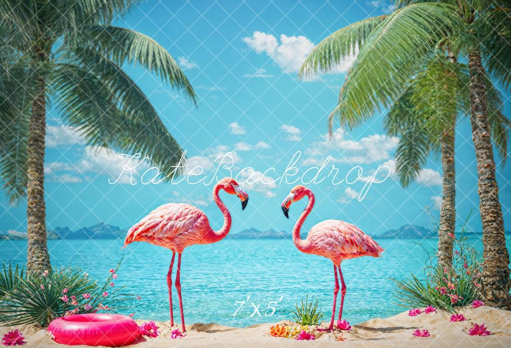 Kate Summer Beach Flamingo Backdrop Designed by Chain Photography