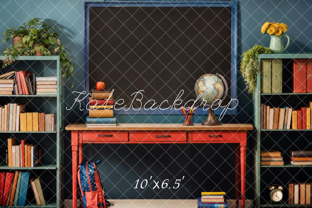Kate Back to School Backdrop Book Apple Globe Blackboard Designed by Emetselch - Kate Backdrop AU