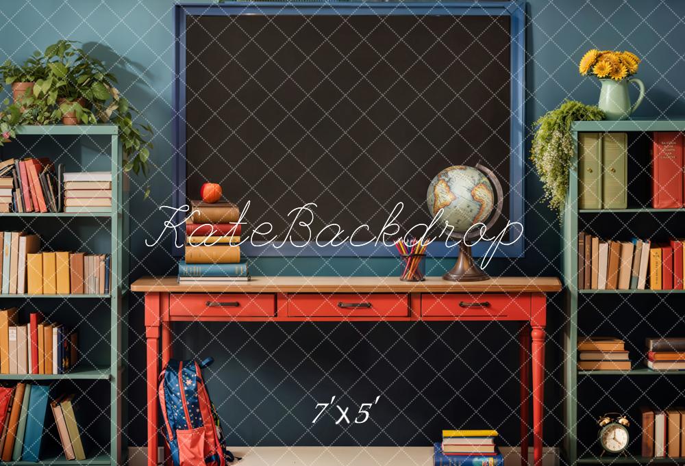Kate Back to School Backdrop Book Apple Globe Blackboard Designed by Emetselch - Kate Backdrop AU