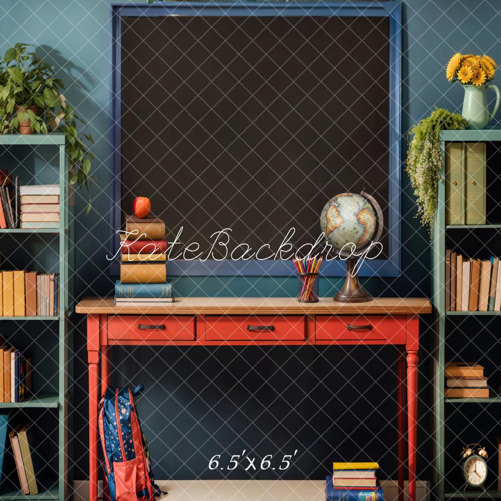 Kate Back to School Backdrop Book Apple Globe Blackboard Designed by Emetselch - Kate Backdrop AU