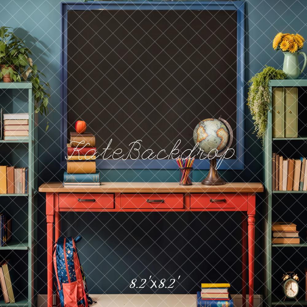 Kate Back to School Backdrop Book Apple Globe Blackboard Designed by Emetselch - Kate Backdrop AU