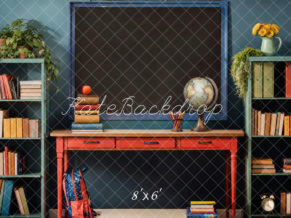 Kate Back to School Backdrop Book Apple Globe Blackboard Designed by Emetselch - Kate Backdrop AU