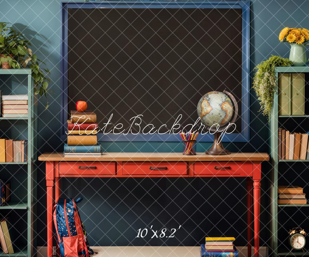 Kate Back to School Backdrop Book Apple Globe Blackboard Designed by Emetselch - Kate Backdrop AU