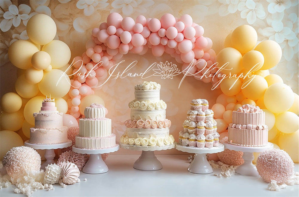 Kate Birthday Cake Smash Balloons Backdrop Designed by Laura Bybee - Kate Backdrop AU