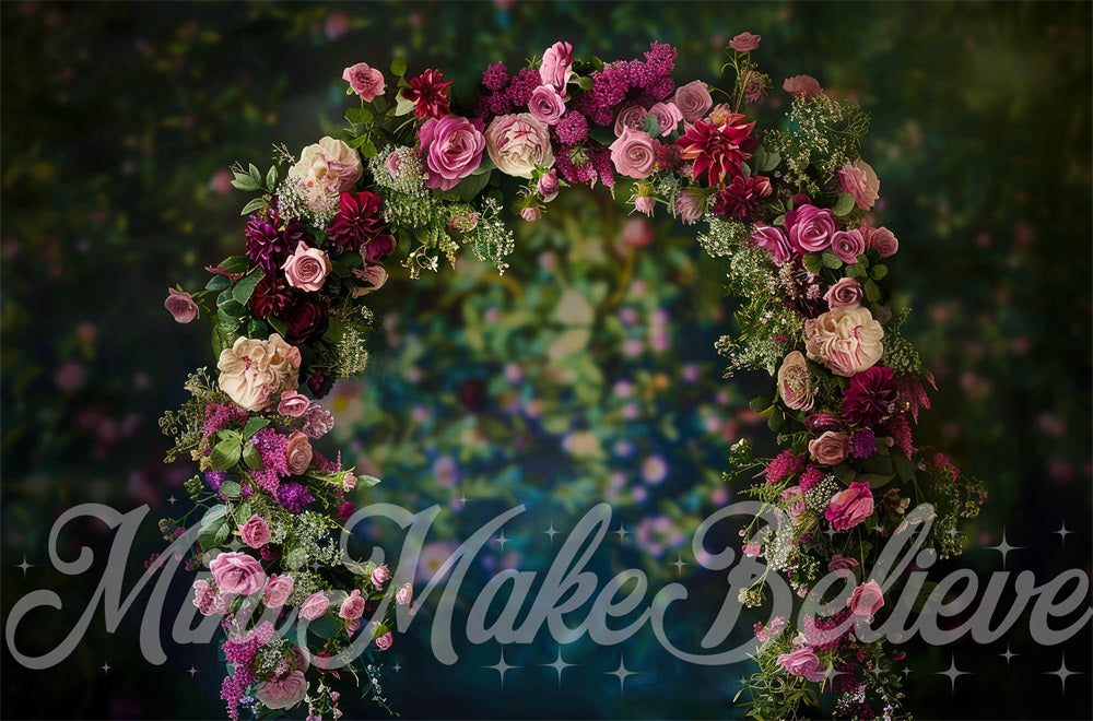 Kate Spring Dark Fine Art Flower Arch Backdrop Designed by Mini MakeBelieve