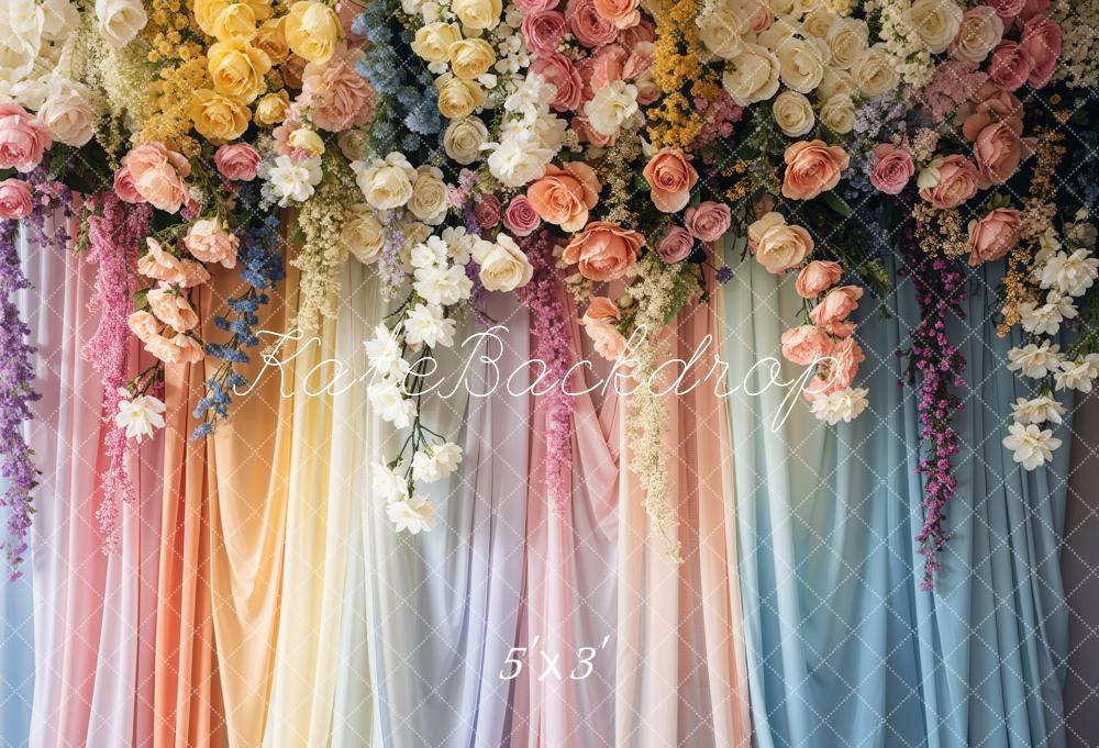 Kate Mother's Day Backdrop Spring Colorful Floral Curtain Designed by Emetselch - Kate Backdrop AU