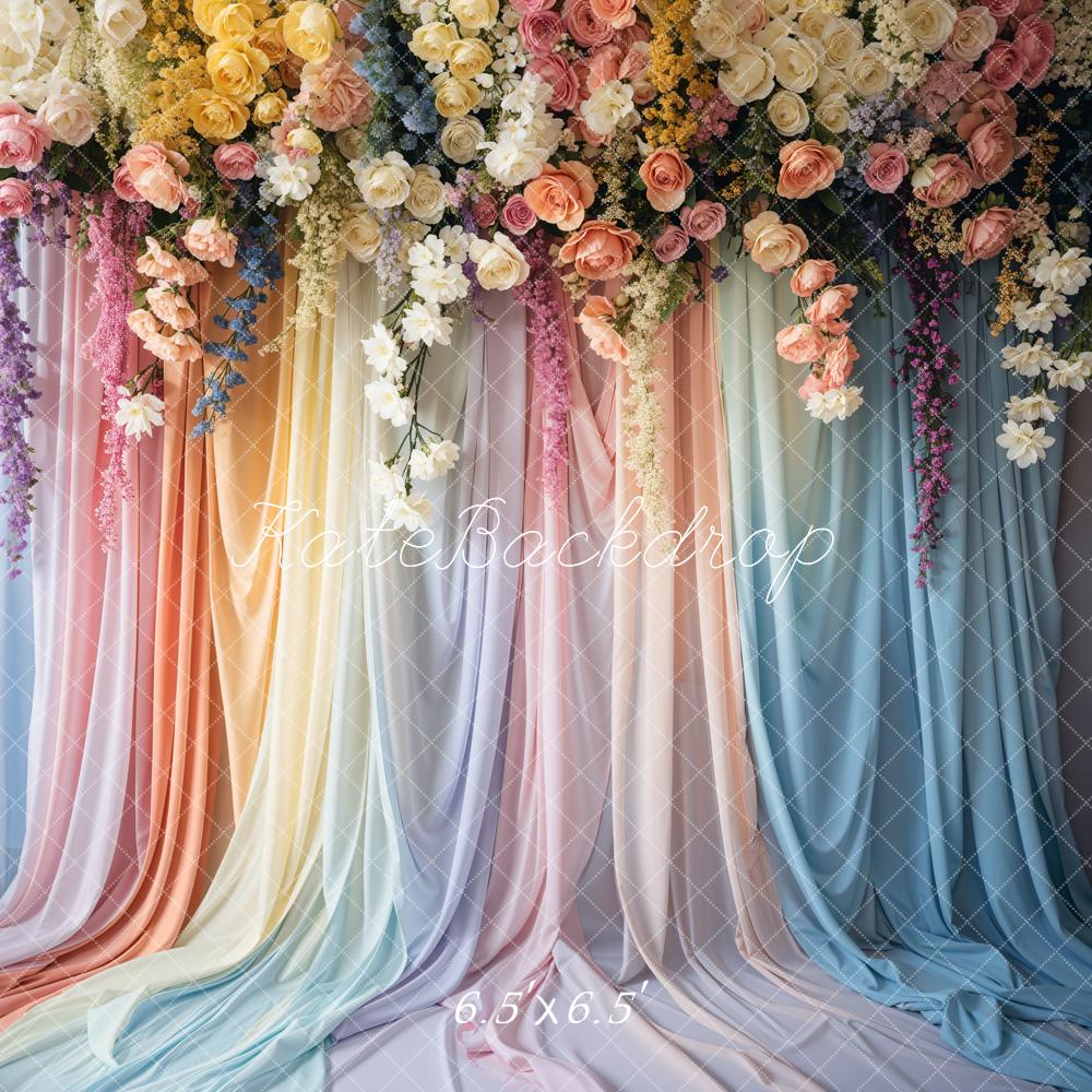 Kate Mother's Day Backdrop Spring Colorful Floral Curtain Designed by Emetselch - Kate Backdrop AU