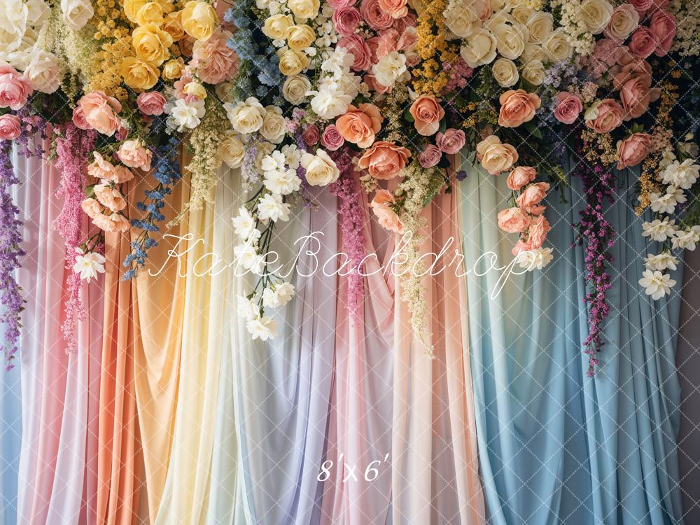 Kate Mother's Day Backdrop Spring Colorful Floral Curtain Designed by Emetselch - Kate Backdrop AU