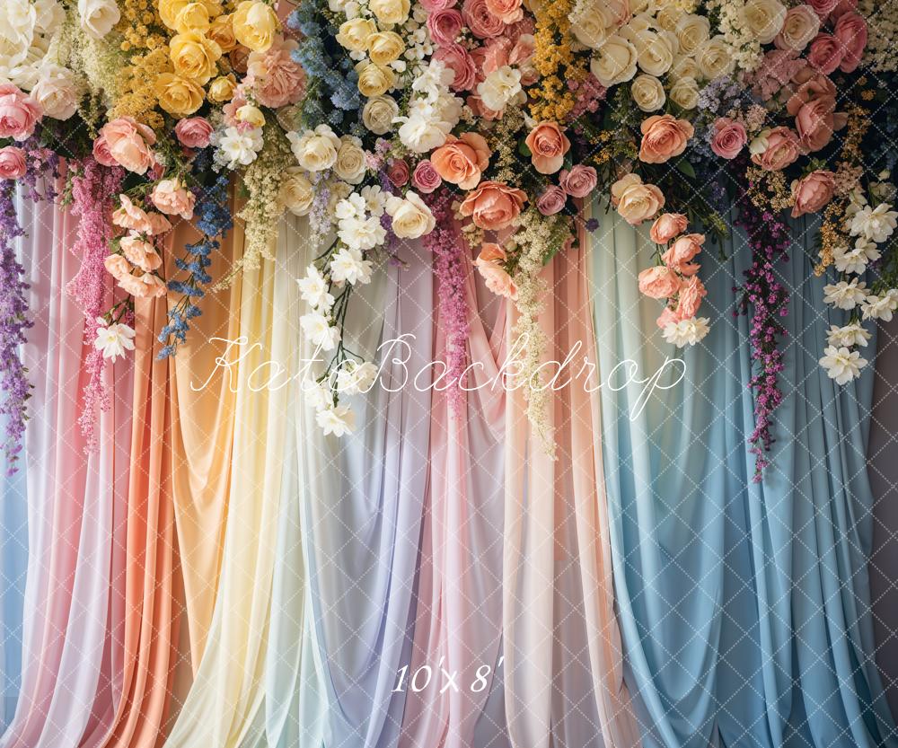Kate Mother's Day Backdrop Spring Colorful Floral Curtain Designed by Emetselch - Kate Backdrop AU