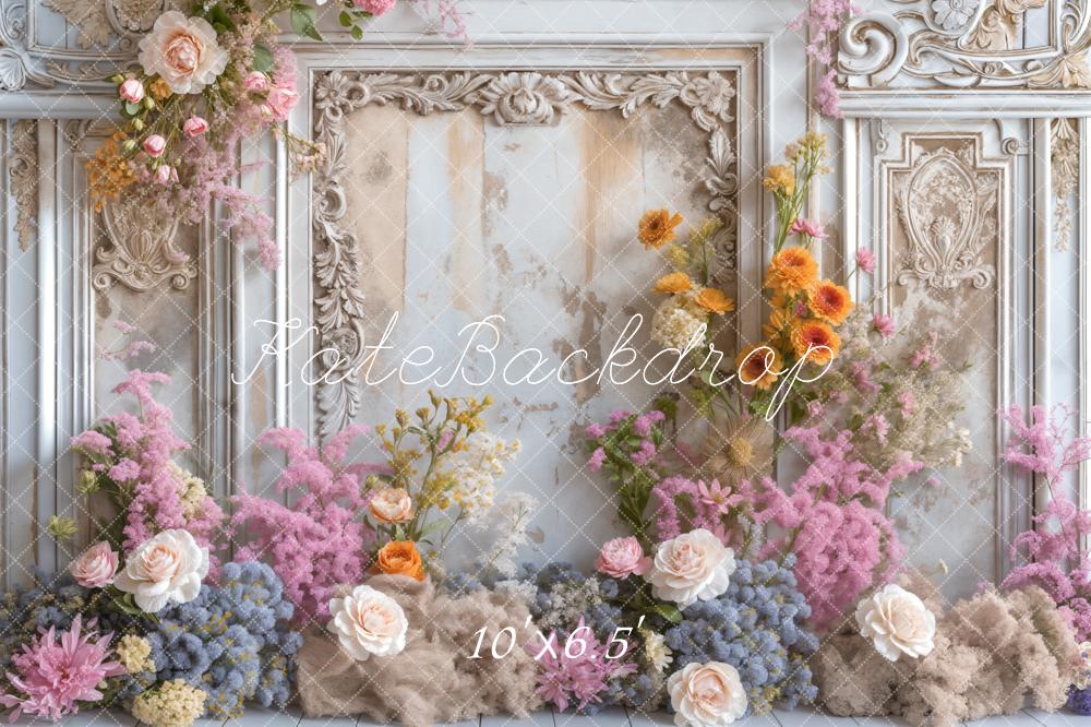 Kate Spring Colorful Flower Vintage Wall Backdrop Designed by Emetselch