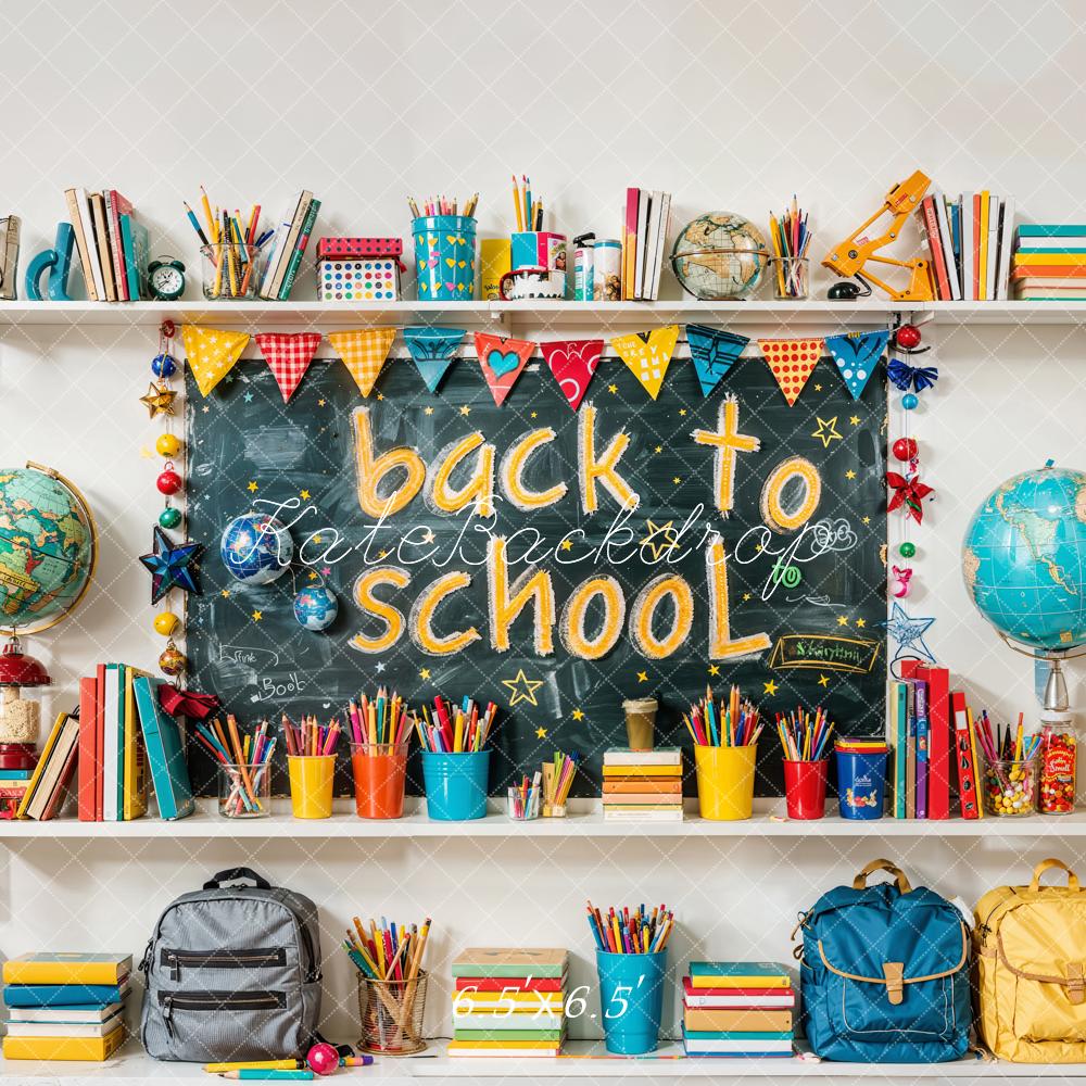 Kate Back to School Backdrop Colorful Book Pencil Designed by Emetselch