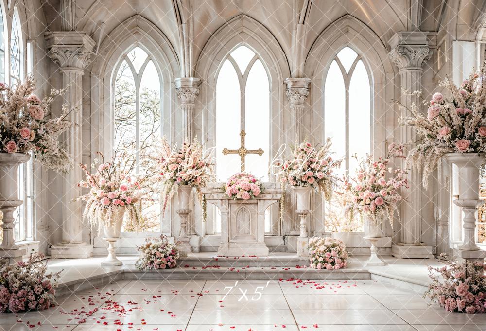 Kate Spring Backdrop White Pink Floral Vintage Arched Wedding Designed by Emetselch