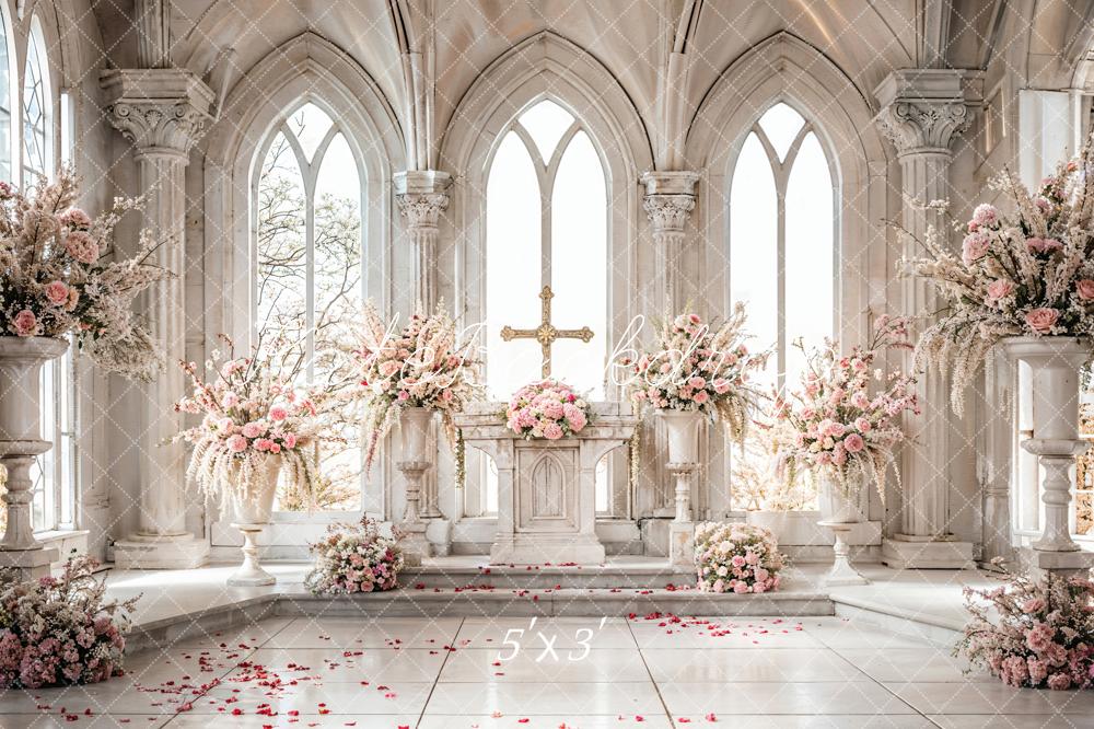 Kate Spring Backdrop White Pink Floral Vintage Arched Wedding Designed by Emetselch