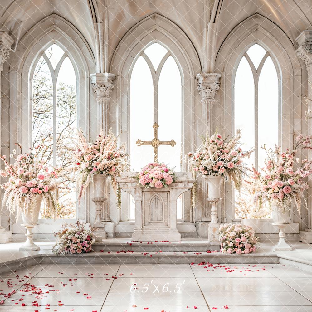 Kate Spring Backdrop White Pink Floral Vintage Arched Wedding Designed by Emetselch
