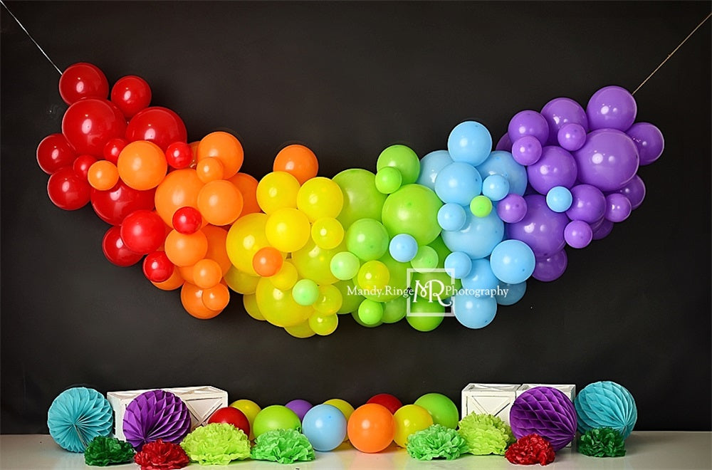 Kate Black Rainbow Balloons Backdrop Designed by Mandy Ringe Photography - Kate Backdrop AU