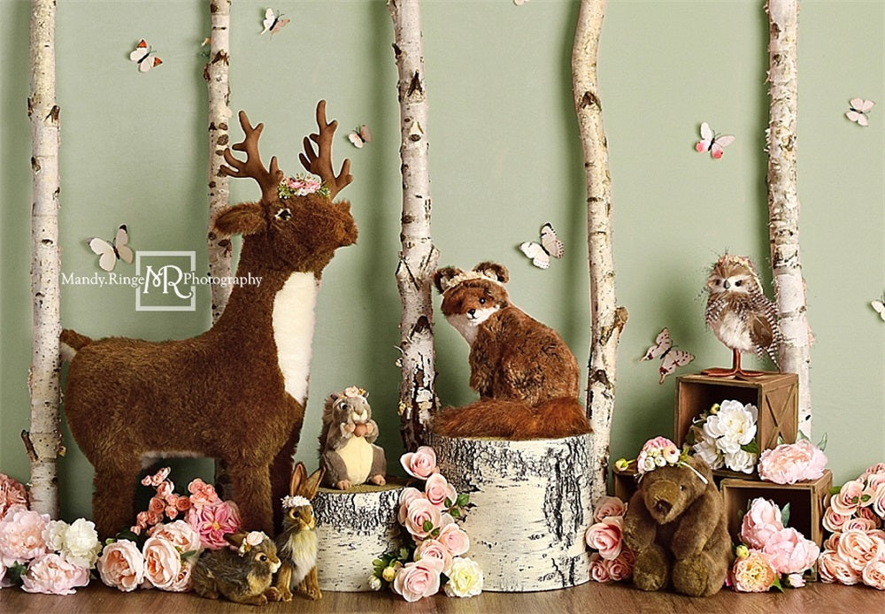 Kate Sage Spring Woodland Animals Backdrop Designed by Mandy Ringe Photography - Kate Backdrop AU