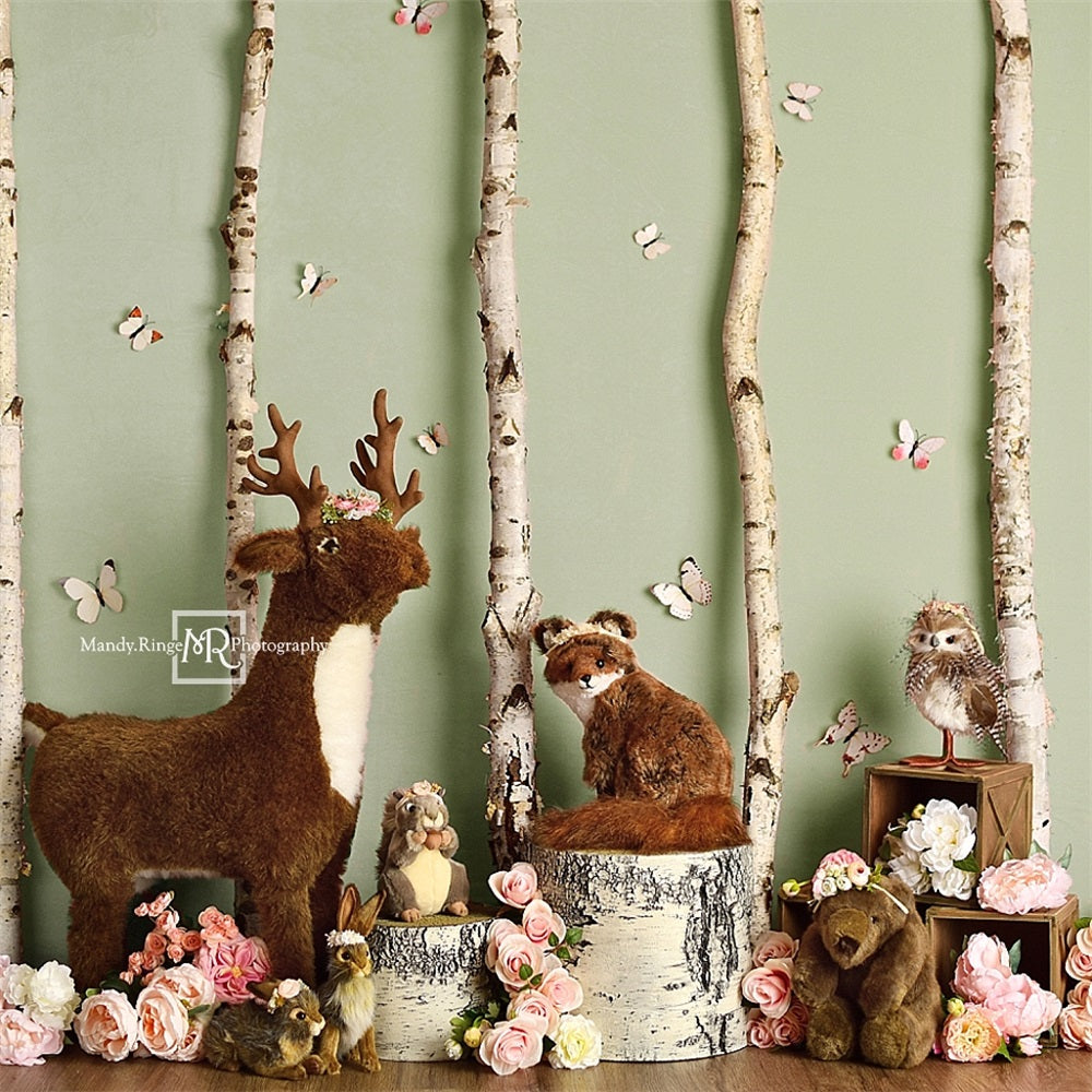 Kate Sage Spring Woodland Animals Backdrop Designed by Mandy Ringe Photography - Kate Backdrop AU