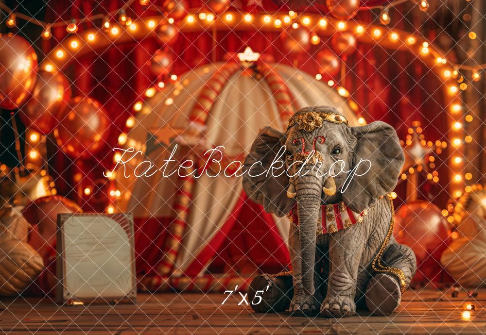 Kate Red Circus Elephant Cake Smash Backdrop Designed by Emetselch