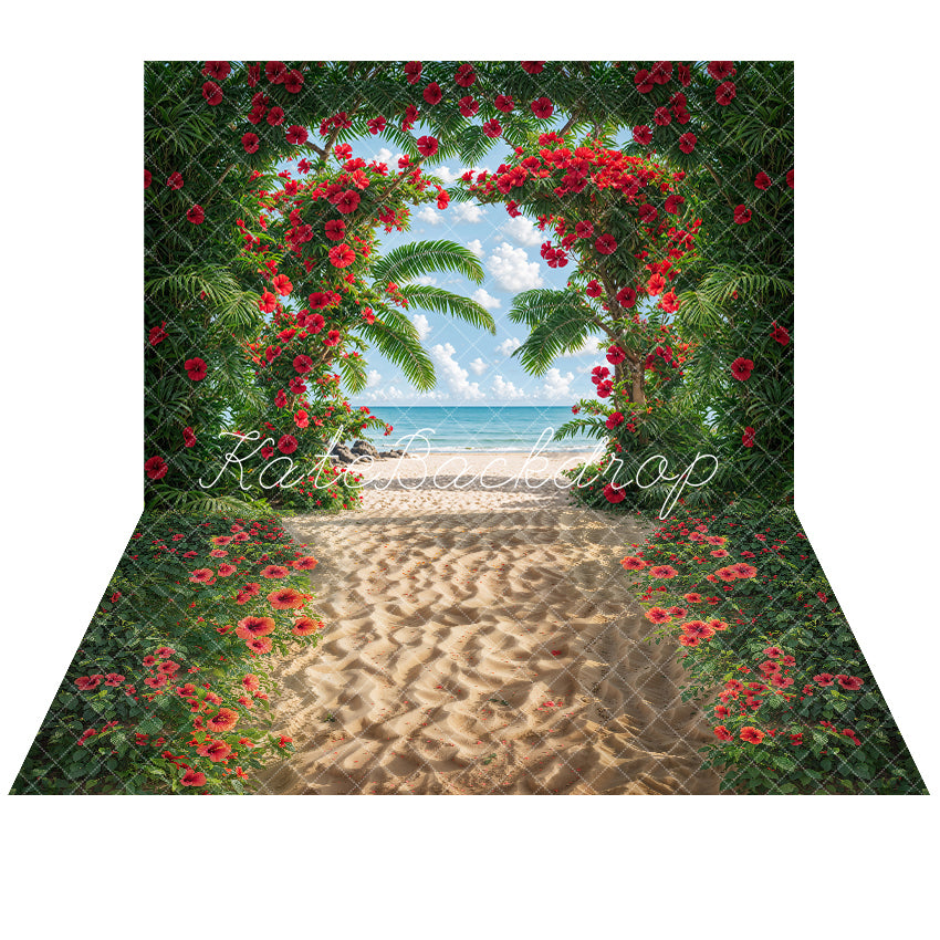 Kate Summer Beach Party Backdrop+Flower Beach Floor Backdrop