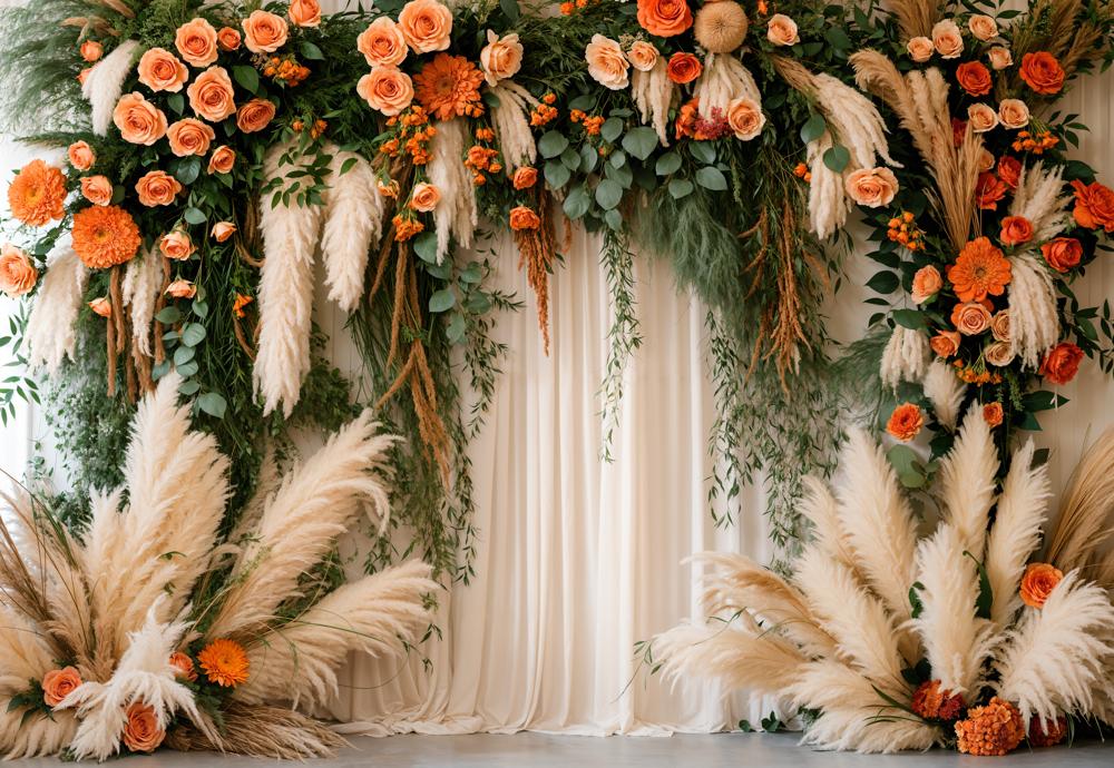 Kate Boho Floral Curtain Backdrop Designed by Emetselch