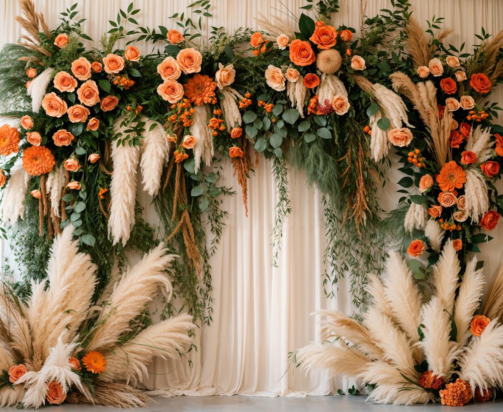 Kate Boho Floral Curtain Backdrop Designed by Emetselch