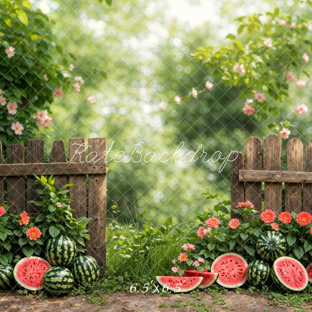 Kate Summer Watermelon Fence Backdrop Designed by Emetselch - Kate Backdrop AU