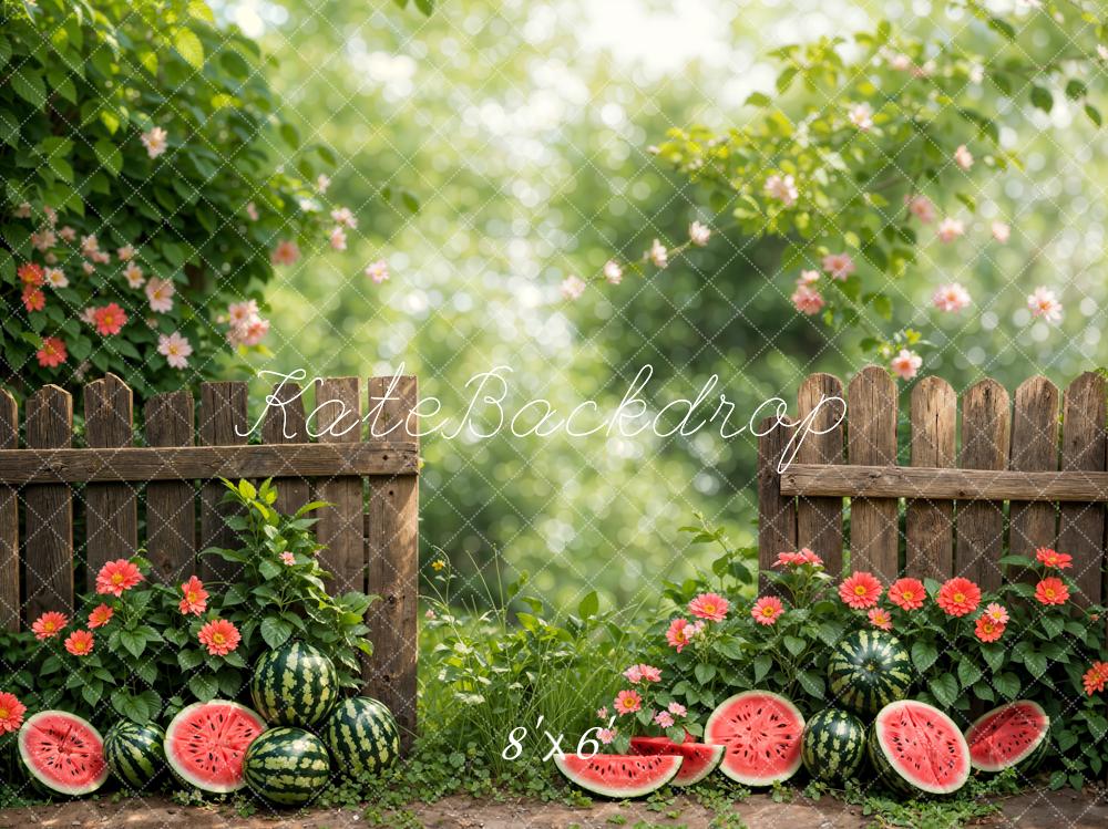 Kate Summer Watermelon Fence Backdrop Designed by Emetselch - Kate Backdrop AU
