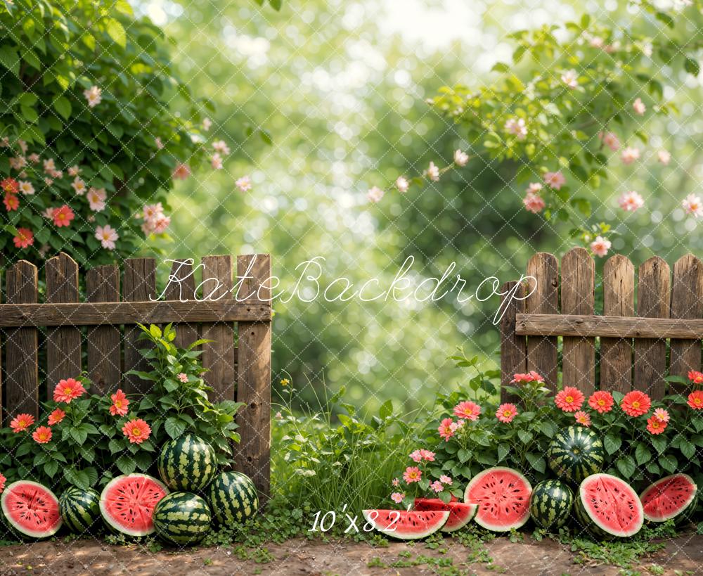 Kate Summer Watermelon Fence Backdrop Designed by Emetselch - Kate Backdrop AU