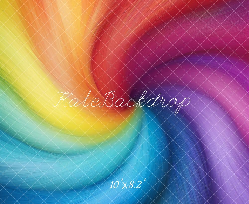 Kate Iridescent Rainbow Colored Swirls Backdrop Designed by GQ