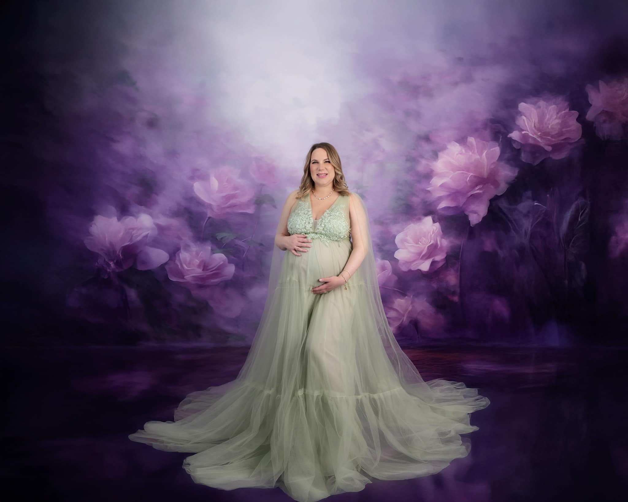 Kate Purple Flowers Fine Art Backdrop Designed by Lidia Redekopp