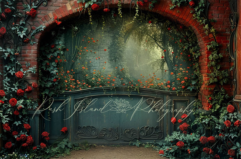 Kate Climbing Rose Brick Archway Backdrop Designed by Laura Bybee - Kate Backdrop AU