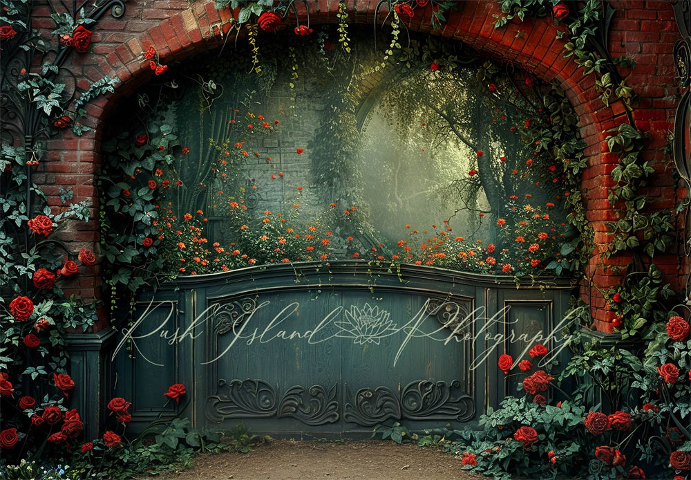 Kate Climbing Rose Brick Archway Backdrop Designed by Laura Bybee