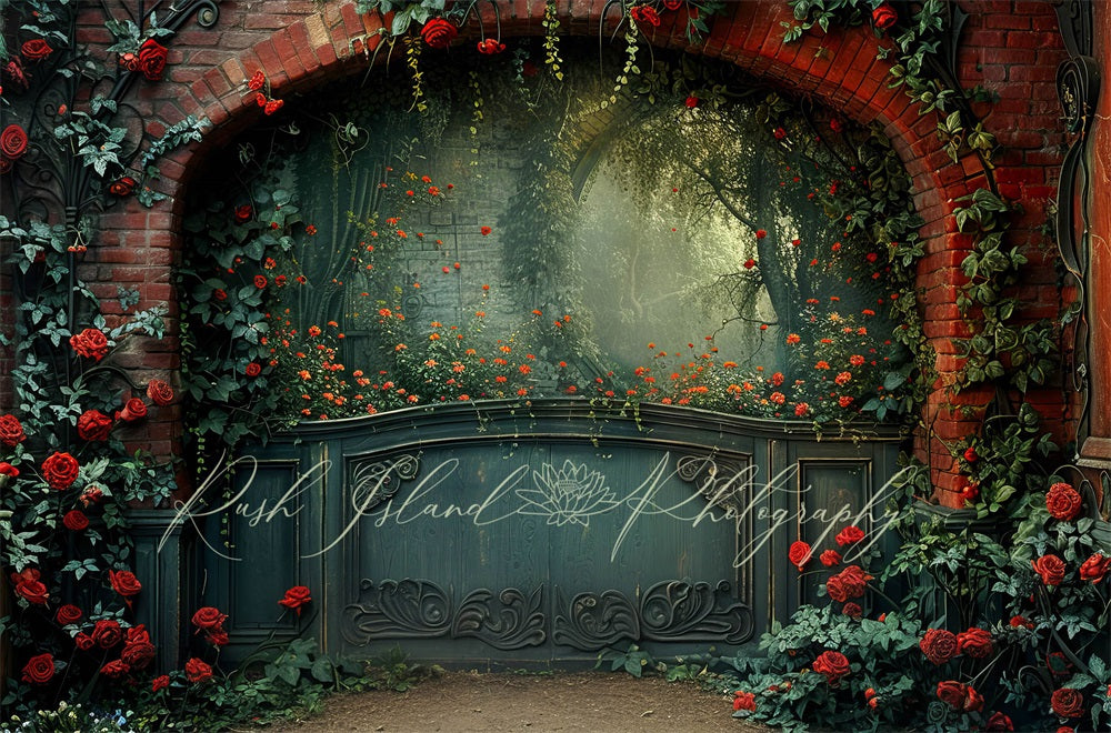 Kate Climbing Rose Brick Archway Backdrop Designed by Laura Bybee