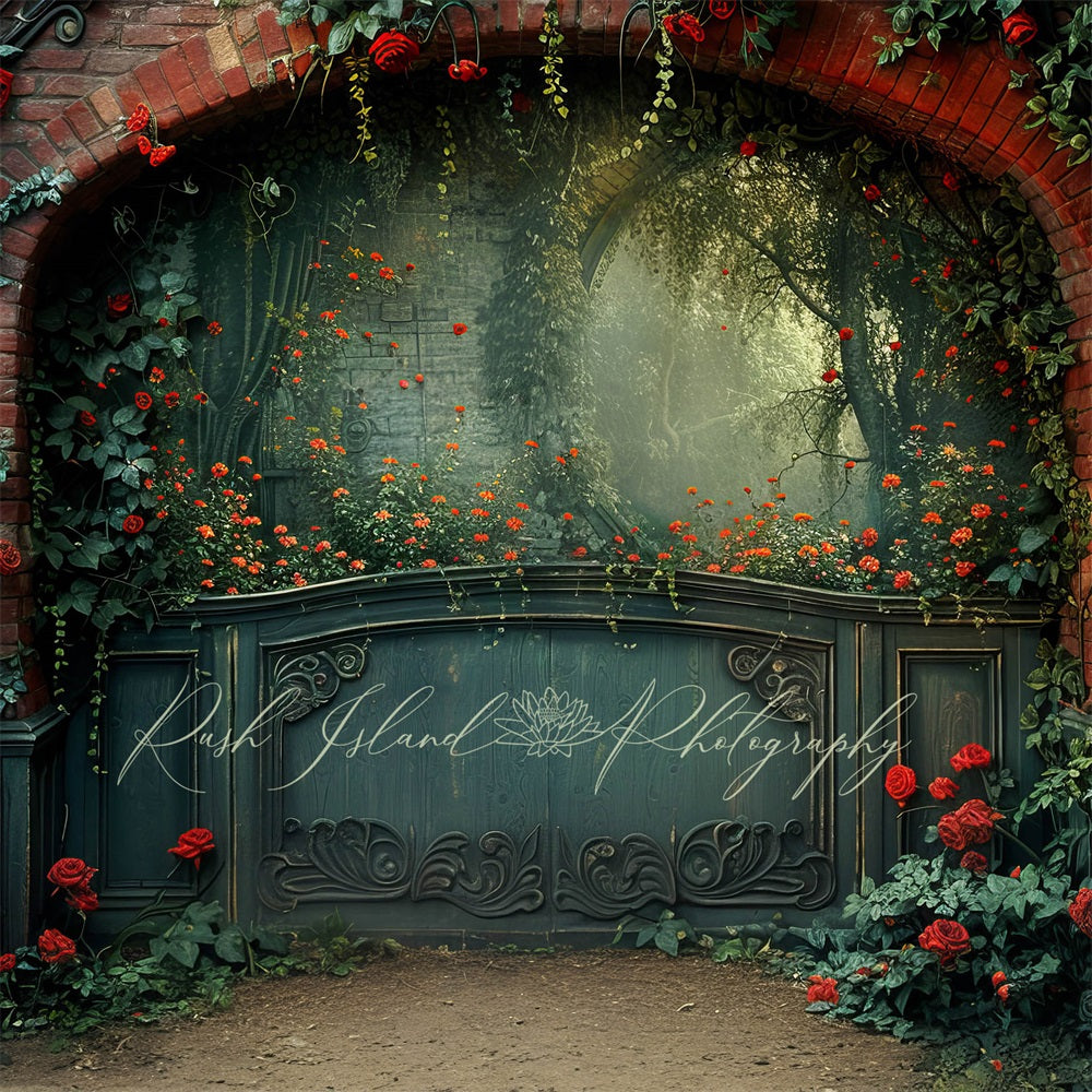 Kate Climbing Rose Brick Archway Backdrop Designed by Laura Bybee - Kate Backdrop AU