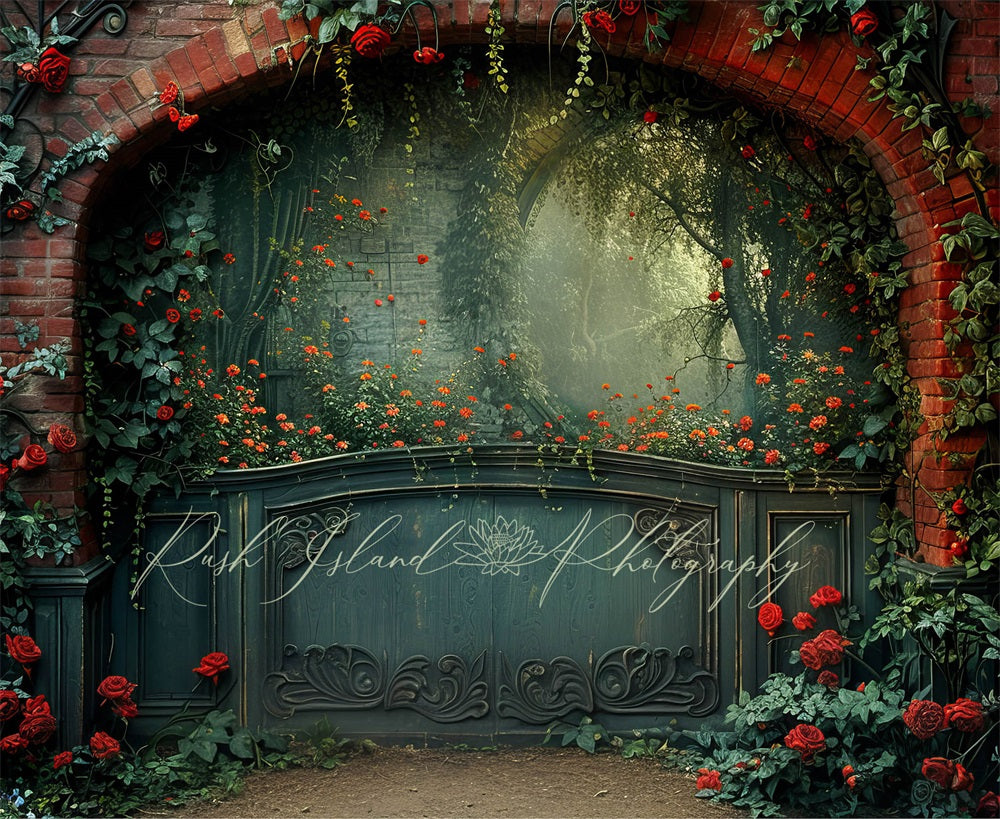 Kate Climbing Rose Brick Archway Backdrop Designed by Laura Bybee