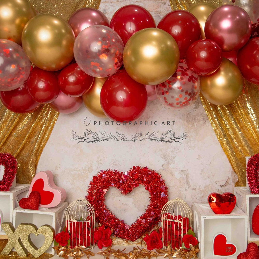 Kate Little Love Valentine's Day Backdrop for Photography Designed by Jenna Onyia - Kate Backdrop AU