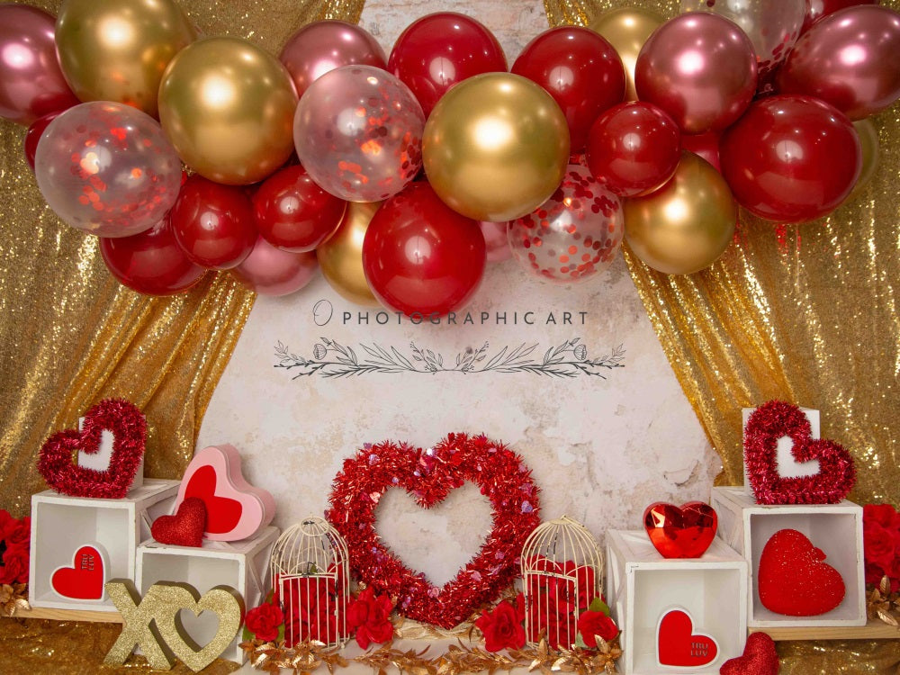 Kate Little Love Valentine's Day Backdrop for Photography Designed by Jenna Onyia - Kate Backdrop AU