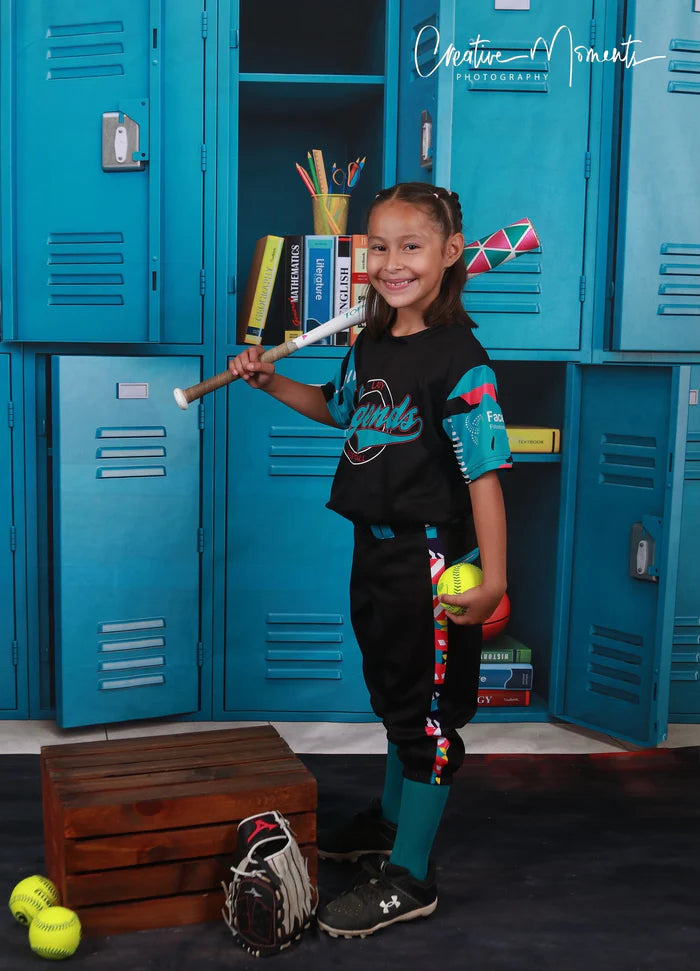 Kate Back to School Blue Locker Backdrop Designed by Emetselch - Kate Backdrop AU