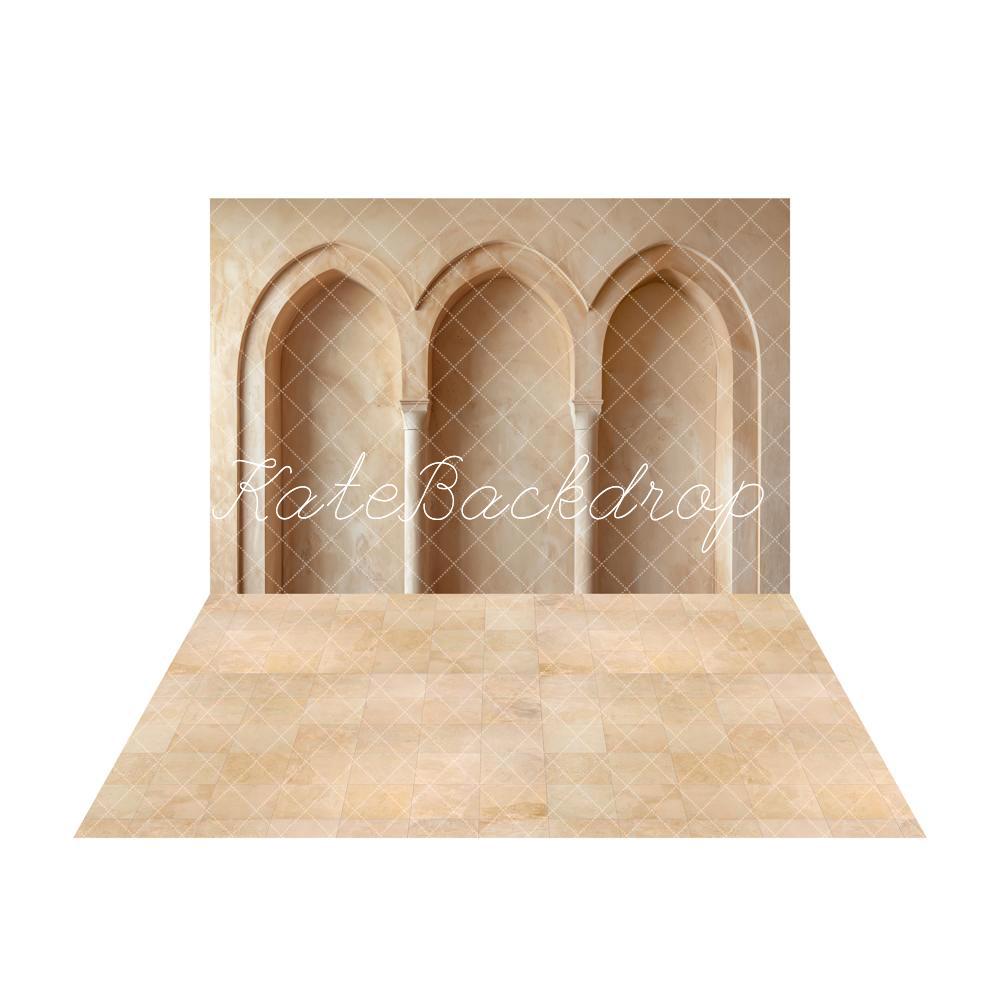 Kate Beige Arch Wall Backdrop+Square Grid Floor Backdrop
