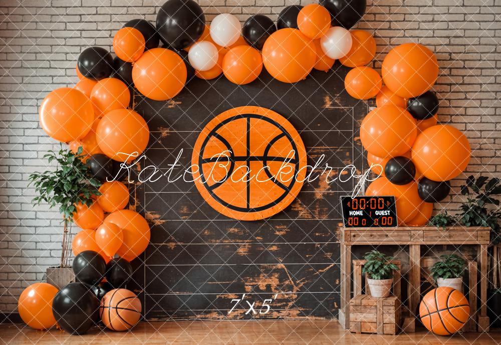 Kate Basketball Backdrop Balloon Arch Cake Smash Designed by Emetselch - Kate Backdrop AU