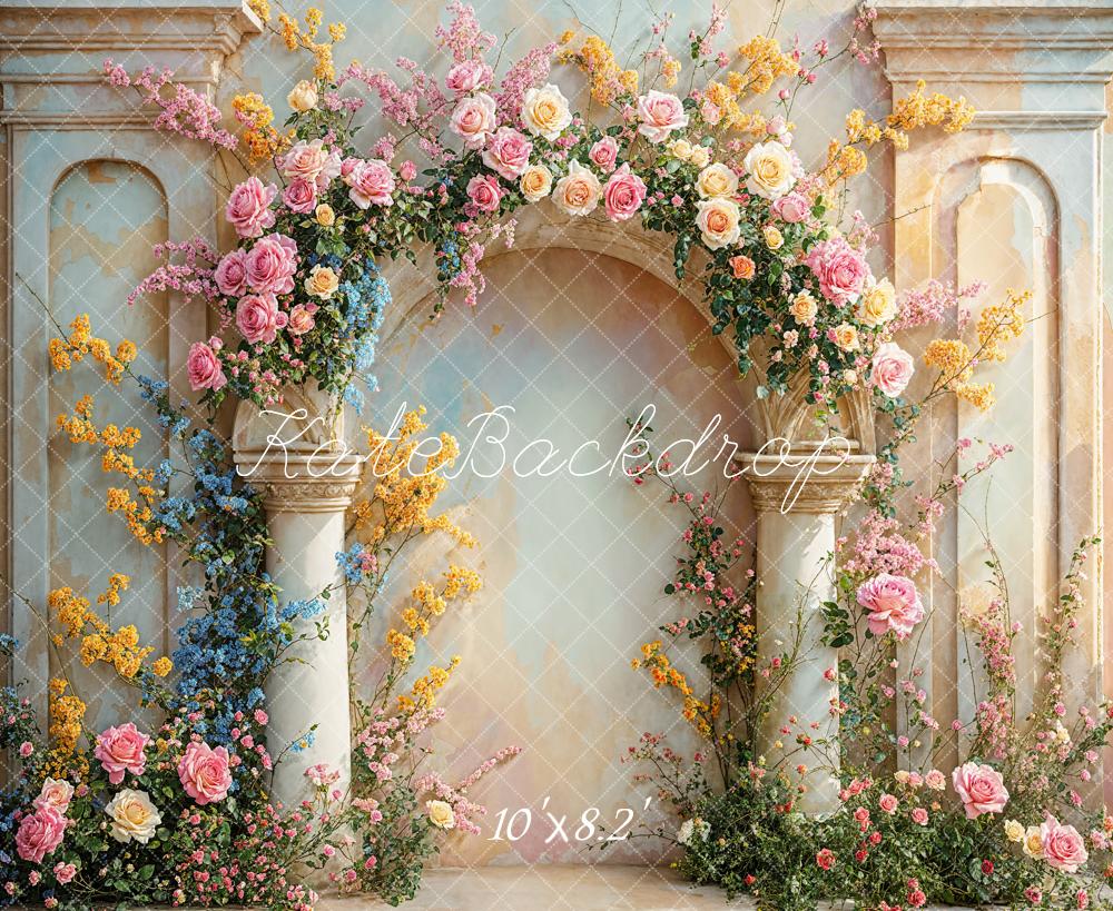 Kate Vintage Floral Arch Backdrop Designed by Chain Photography