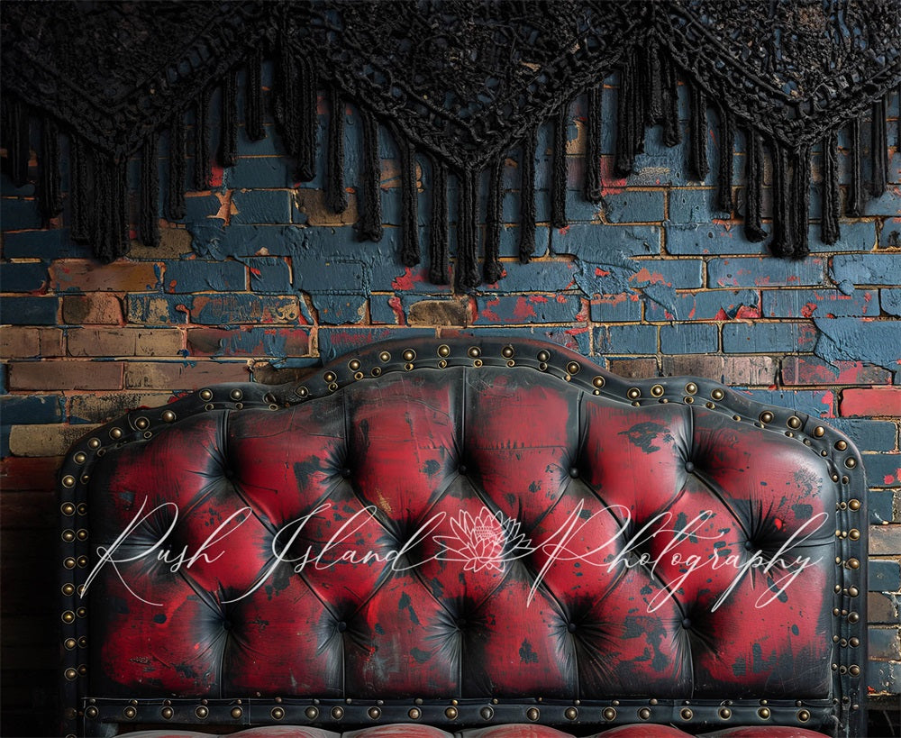 Kate Retro Dark Red Headboard Backdrop Designed by Laura Bybee