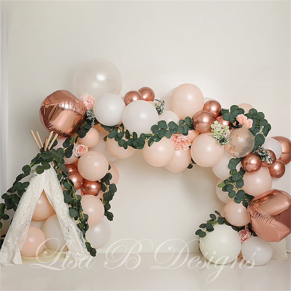 Kate Boho Balloon Arch Cake Smash Backdrop Designed by Lisa B - Kate Backdrop AU