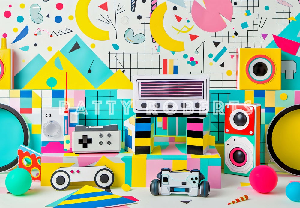 Kate 80s Party Abstract Wall Backdrop Designed by Patty Robert - Kate Backdrop AU